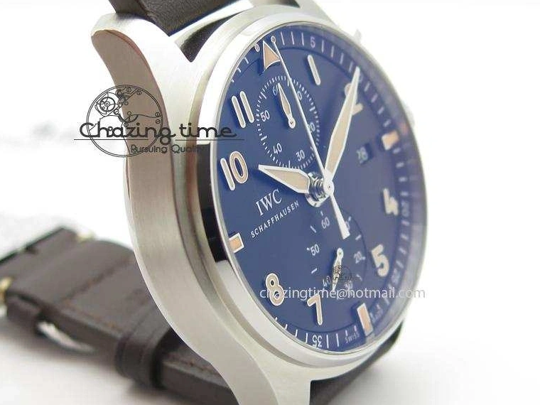 MIROTIME 0320 Pilot Chrono SS IW387808 CF3 ZF 1:1 Best Edition On Brown Leather Strap A Soft 7328